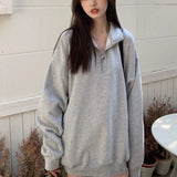 Oversized Sweatshirts Women Autumn Winter 2022 Half Zip Up Pullover Casual Tops Polo Clothes Streetwear Sudaderas De