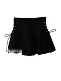 Women's A-line Skirts Bandage Lace Patchwork Kawaii Lolita Mini Skirt Korean Gothic Black High Waist Y2k Harajuku Vintage