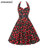Print Vintage Dress Women 2021 Summer Pin Up Sundress 50s 60S Rockbility Robe Femme Sexy A-Line Party Dress Vestidos