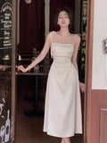 Women Summer Sexy Spaghetti Strap Midi Dress Sleeveless Slim One Piece Vestidos Lady Fashion Prom
