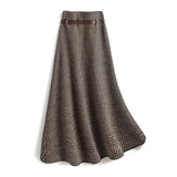 Ladies Vintage Houndstooth Wool Design A-Line Skirt Women 2022 Autumn Winter Wild Fashion Slim Casual Skirt Female