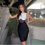 New Tank Bodycon Bandages Dress Women Sexy Sleeveless Patchwork Clothes Club Celebrity Evening Party