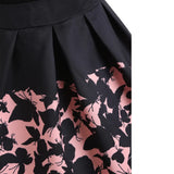 Print Women Vintage Dress Slash Neck Black Pink Patchwork Casual Party Dresses Sexy Elegant A-Line Swing Retro