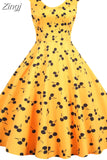Summer Dress Women Sweet Peter pan Collar Vintage Elegant Music Note Print Slim Sleeveless Party Dresses