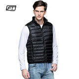 New Winter Men Down Vest Ultra Light 90% White Duck Down Outwear Sleeveless Warm Slim WaistCoat Black Wine