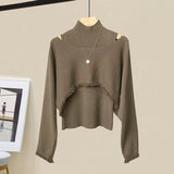 Winter Two Piece Sets For Women Outfits Ladies Elegant Long Sleeve Knitted Sweater And High Waist A-line Pleated Skirt