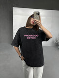 Letter Print Short-Sleeved T-Shirts For Women's Summer New Water Wash To Make Old Design Feel Bottoming Top
