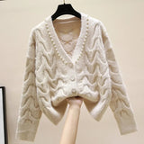 beaded V-neck knitted cardigan women's spring 2021 new fashion all-match knitted outer wear