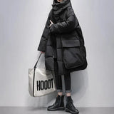 Thicked Black Long Loose 90 White Duck Down Coats Women's Hooded Warmer Bread Clothing Korean Version