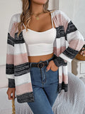 2025 Casually Striped Striped Lantern Sleeve Sweater