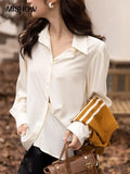 2PCS Blouses for Women Fashion 2022 Autumn New Fashion Striped Short Knitted Vest Solid Single Breasted Shirts