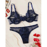 Women Lingerie set See-through Lace Babydoll Unpadded Bra HIgh Waist G-String Thong Underwear