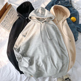 Hoodie Solid Loose Fleece Casual Long Sleeve Top Streetwear hip hop Pullover Sweatshirt Korean Fashion Couple