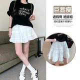 Lace Skirt Girl Spring And Autumn Summer Ballet Cake Dress Sweet High-Waist A Word Ponum Half-Body