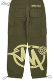 Y2K Cargo Pants Men Retro Loose Pocket Wide-Leg Pants High Waist Straight Loose Men And Women Harajuku Mopping