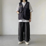 Streetwear Cargo Vests Women Button Pocket Sleeveless Loose Jacket Bf Hip Hop Vintage V Neck Chic Casual Tops Thin