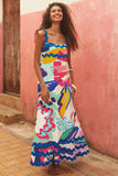 Zingj Southeast Asia New Small Flower Wave Sling Skirt High-End Temperament A-Line