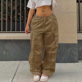 Clothing Oversized Drawstring Low Waist Parachute Loose Fit Sweatpants Trousers Women Jogger Cargo Pants Streetwear