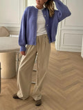 Solid Buttoned Cardigan-Outfit