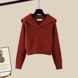 Winter Thick Knit Two Piece Sets Women Outfits Ladies Elegant Twist Knitted Sweater And Wide Leg Pant Sets Women