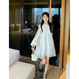 Sweet Elegant Dress Women Halter Off Shoulder Lantern Long Sleeve A Line Mini Dresses Korean Bandage Loose Chic
