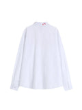 Early Autumn Ladies New Style Lip Print Heart Print Shirt Women Fashion Loose White Long Sleeved Temperament Button