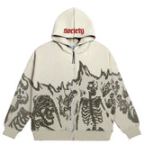 Print Hoodie Women Harajuku Vintage High Street Goth Sweatshirt Ladies Loose Zip Jacket Women's Tops Hoodies