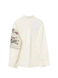 Women's Shirt Chic Vintage Blouses Casual Turn-down Collar Long Sleeve Loose Korean Elegant Office Ladies Female Print