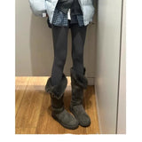 New Winter Plus Velvet Warm Shoes Long-Boel Cotton Boots Fur One Gray High-Crash Fur Snow Boots Women's