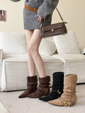Metal Buckle Coarse And Pointed Velvet Short