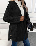 2025 Ebaywish Hooded Solid-Colored Open-Shirt Button-Buttoned Long-Sleeved Casual
