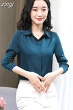 Women Shirts Satin Long Sleeve Blouse Women Fashion Elegant White Shirt Solid Basic Womens Tops and Blouses New Female