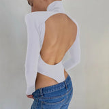 Winter Jumpsuits Women Rompers Sexy Club Hollow Out Backless Bodysuits Casual Long Sleeve Solid Slim Bodycon Women