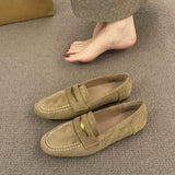 Gold Shoes Female 2025 New Korean Version Of French Retro Round Head Casual Pedaled Buckle Buckle