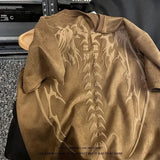 Retro Skull Wings Print 2023 New Summer Short Sleeved T Shirt Mens Casual Loose Couple All Match Trendy Round Neck