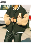 and American English alphabet high quality towel embroidered jackets coats women's street retro baseball uniform