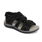 New Roman Slope Heel Sandals Round Head Magic Stick Retro Fashion Large-Size Beach Solid Sandals