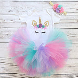 Headband Short Sleeve Top and Tutu Dress Outfits 3pcs for 1 Year Baby Girls First Birthday Party Cotume Newborn