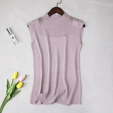 Women top women white and black shirt sexy street style Tank Tops Knitted Solid Wild ice silk knitting women clothing