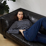Spring And Summer New Striped T-Shirt Women Simple Leisure Loose Thin Sleeve Long-Sleeved