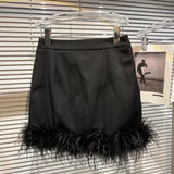 2022 Summer New Collection High Waist Feathers Design Short Mini Skirt Women