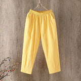 Cotton Linen Harem Pants Women Summer Loose 4XL Solid Color Pants High Waist Elastic Female Ankle-length