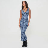 Zingj New Women's Fashion Retro Print Sexy Back Strap Slim Hip