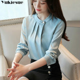 womens tops and blouses stand collar office blouse women chiffon blouse shirt female long sleeve women shirts