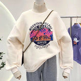 Letters Print Thick Warm Sweatshirt Women Oversized Turtleneck Design Winter Tops Casual Harajuku Teens Girls New
