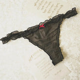 2XL Plus Size Women's G String Ruffled Underwear Panties Bow Sexy Lingerie Thongs Lace T-back Seamless Ruffles