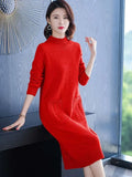 Autumn Winter New Loose Thickened Knitted Woolen Dress Long Sleeve Woman Dress Fashion Style Sweater Streetwear