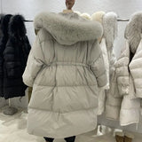 Puffer Jacket Women 2023 New Winter 90% White Duck Down Coat Female Thick Warm Hooded Big Raccoon Fur Snow