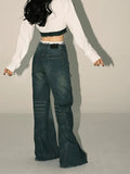 High Waist Jeans For Womens Vintage Straight Baggy Denim Pants Streetwear American Style Fashion Wide Leg Denim