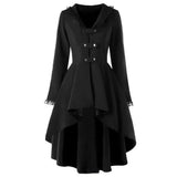 Lace Patchwork Bandage Trench Gothic Vintage Mid-long Coat Women Black Belt Cloak Windbreaker Female Abrigos